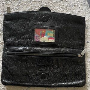 HOBO Black Leather Clutch paisley lining